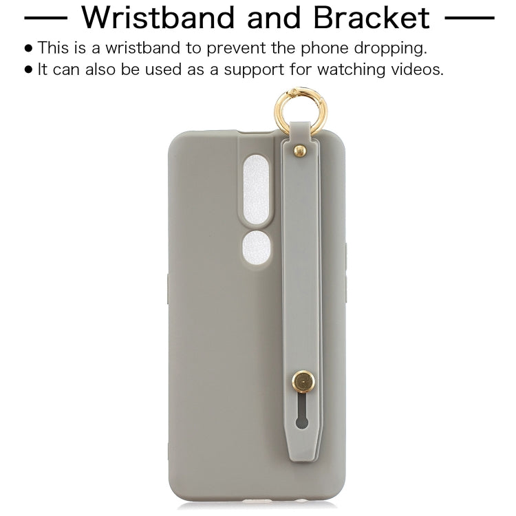 Shockproof Solid Color TPU Case with Wristband For OPPO F11 Pro