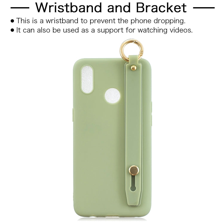 Shockproof Solid Color TPU Case with Wristband For OPPO Realme 3