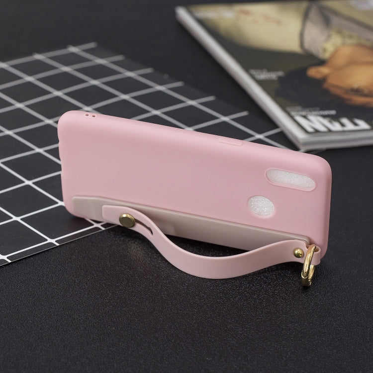 Shockproof Solid Color TPU Case with Wristband For OPPO Realme 3