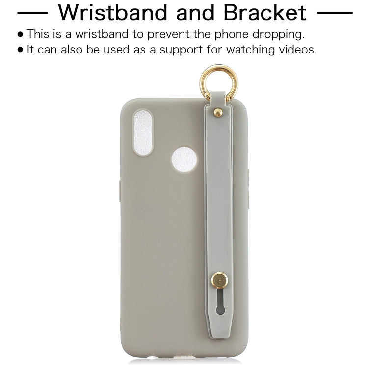 Shockproof Solid Color TPU Case with Wristband For OPPO Realme 3 Pro