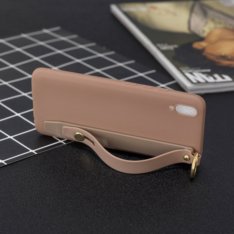 Shockproof Solid Color TPU Case with Wristband For Vivo V11