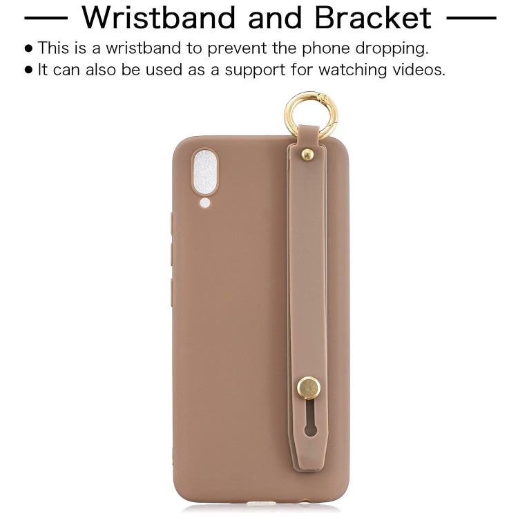 Shockproof Solid Color TPU Case with Wristband For Vivo V11