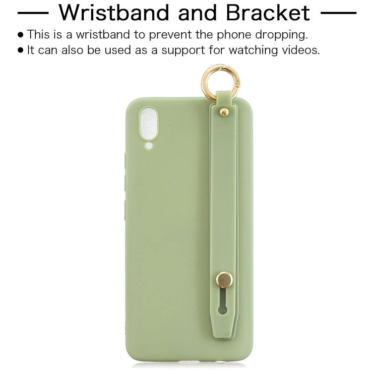 Shockproof Solid Color TPU Case with Wristband For Vivo V11