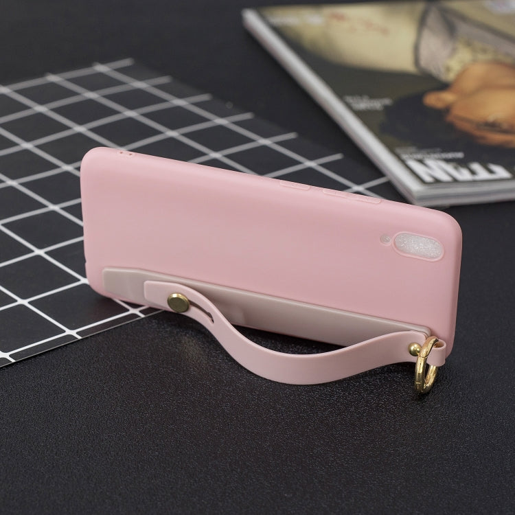 Shockproof Solid Color TPU Case with Wristband For Vivo V11