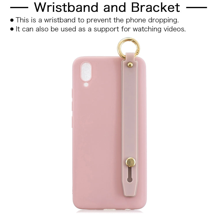 Shockproof Solid Color TPU Case with Wristband For Vivo V11