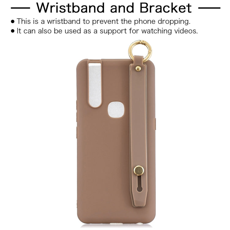 Shockproof Solid Color TPU Case with Wristband For Vivo V15