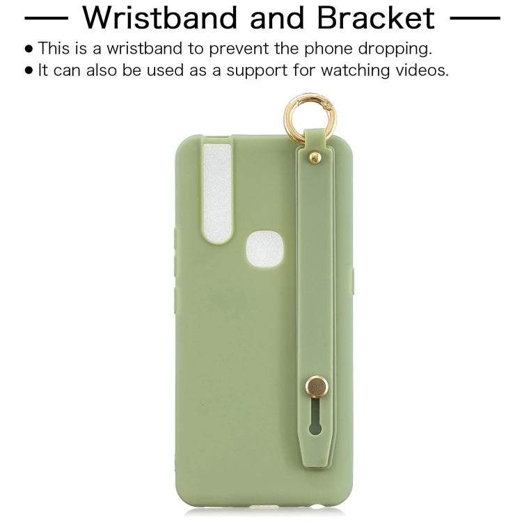 Shockproof Solid Color TPU Case with Wristband For Vivo V15