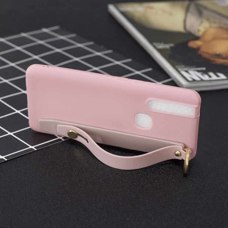 Shockproof Solid Color TPU Case with Wristband For Vivo V15