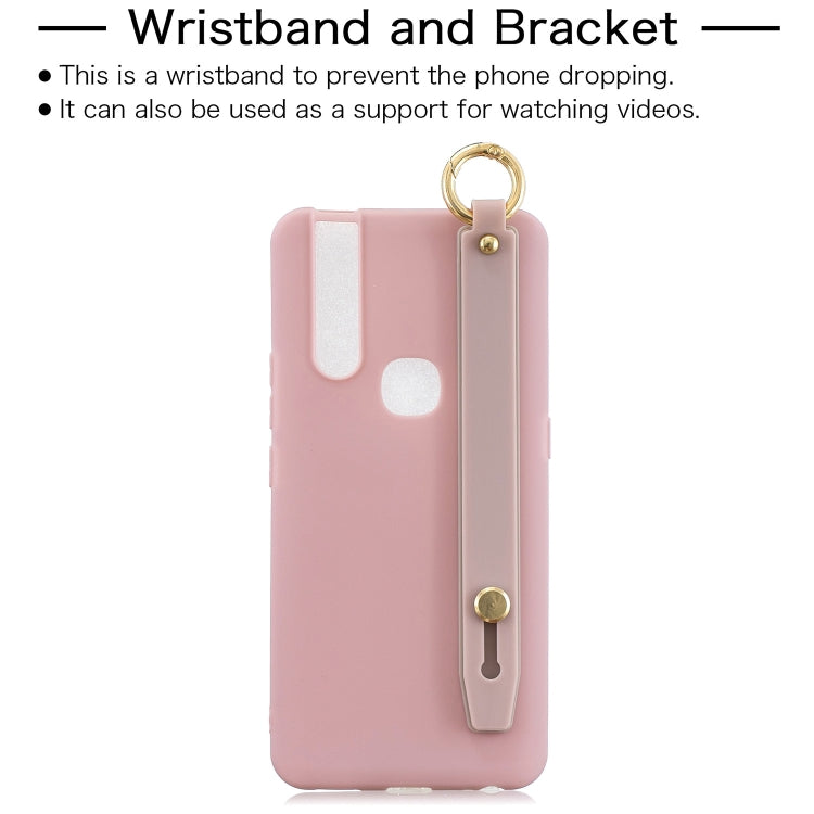Shockproof Solid Color TPU Case with Wristband For Vivo V15