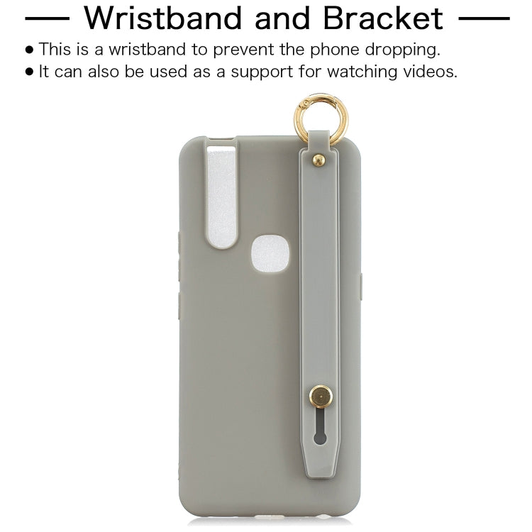 Shockproof Solid Color TPU Case with Wristband For Vivo V15
