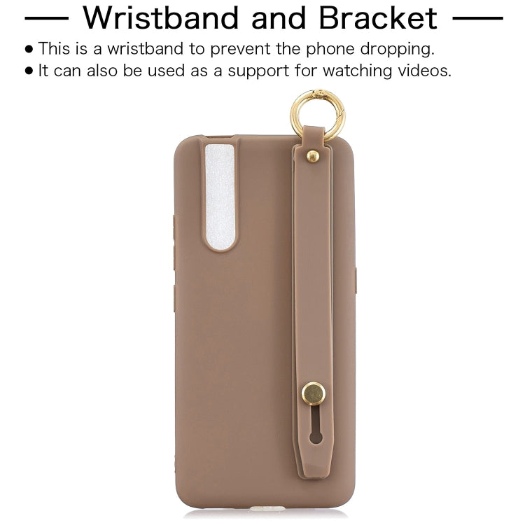 Shockproof Solid Color TPU Case with Wristband For Vivo V15 Pro