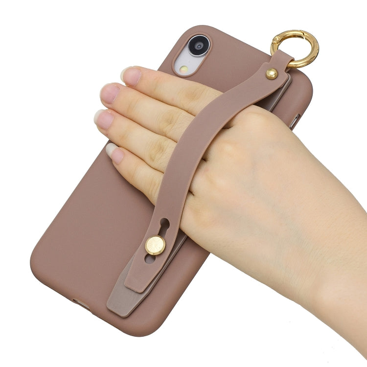Shockproof Solid Color TPU Case with Wristband For Vivo V15 Pro