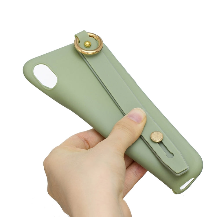 Shockproof Solid Color TPU Case with Wristband For Vivo V15 Pro