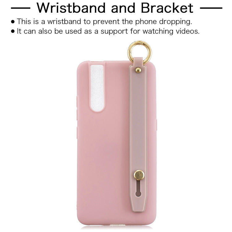 Shockproof Solid Color TPU Case with Wristband For Vivo V15 Pro