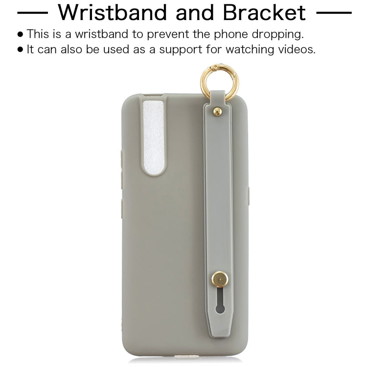 Shockproof Solid Color TPU Case with Wristband For Vivo V15 Pro