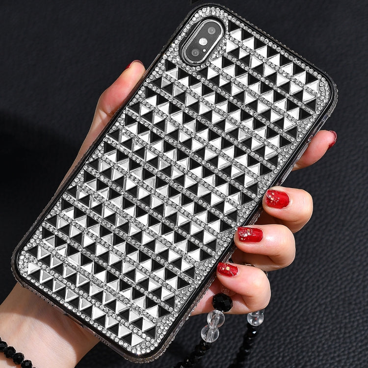 For iPhone X / XS TPU + Epoxy Triangular Glass Diamond Phone Protective Case