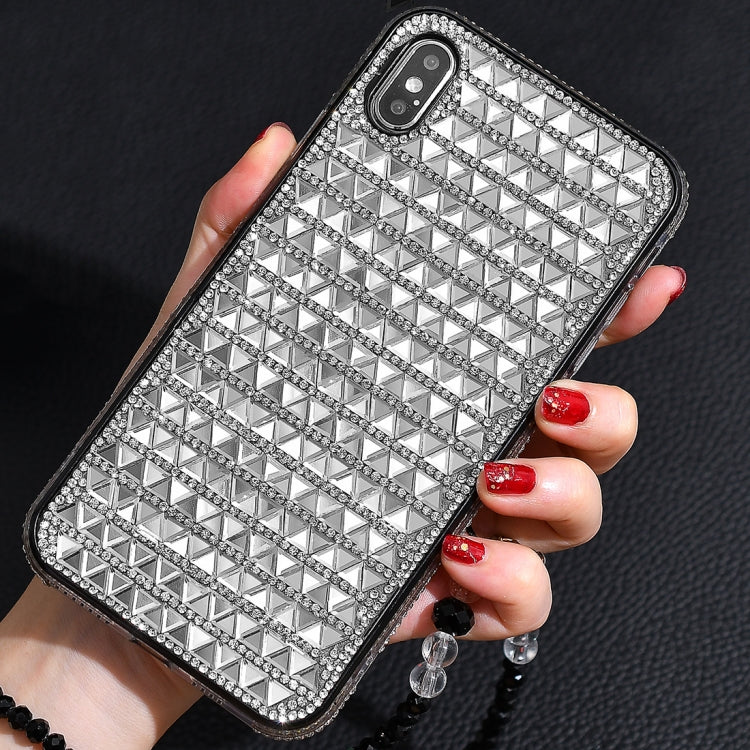 For iPhone X / XS TPU + Epoxy Triangular Glass Diamond Phone Protective Case