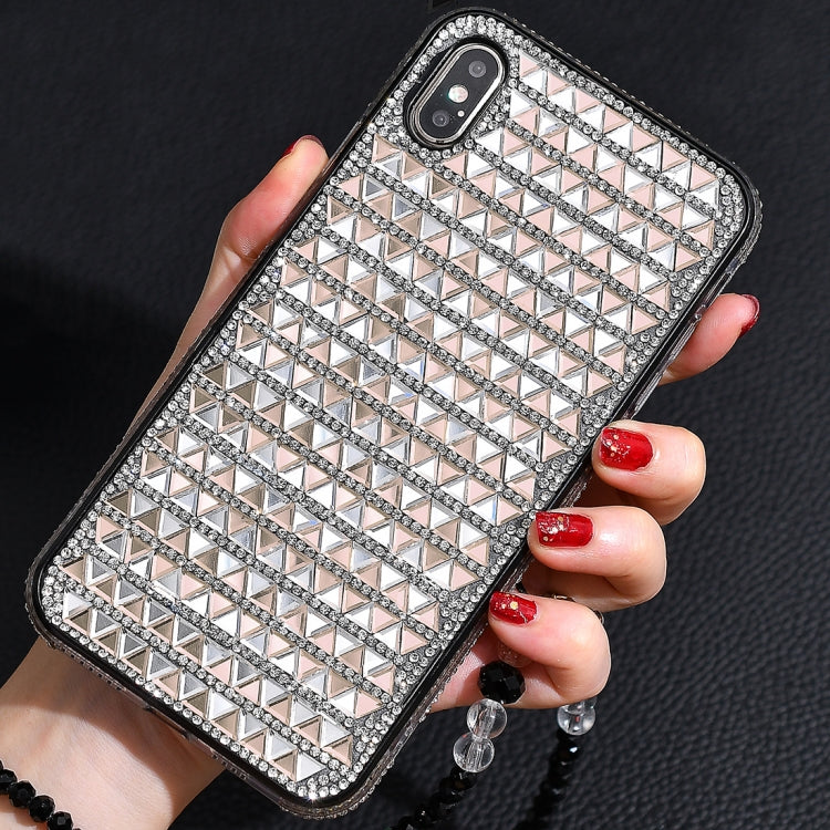 For iPhone X / XS TPU + Epoxy Triangular Glass Diamond Phone Protective Case