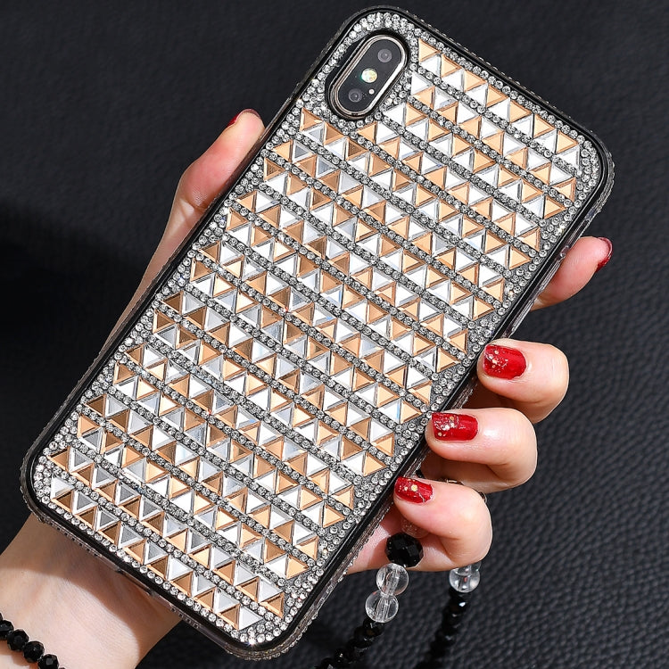 For iPhone X / XS TPU + Epoxy Triangular Glass Diamond Phone Protective Case