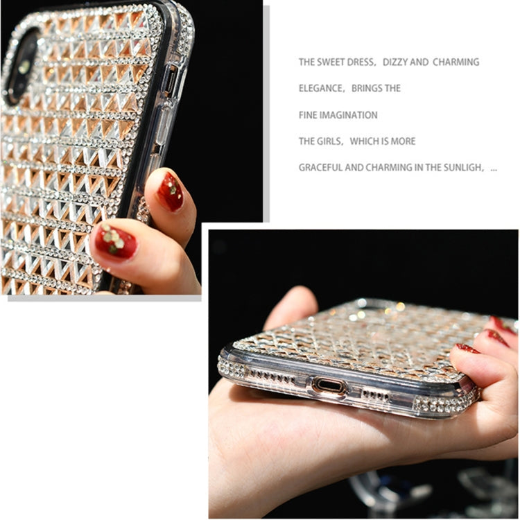 For iPhone X / XS TPU + Epoxy Triangular Glass Diamond Phone Protective Case