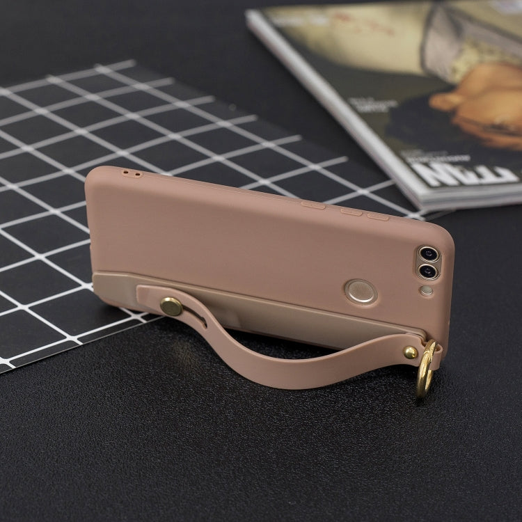 Shockproof Solid Color TPU Case with Wristband For Huawei P Smart (Enjoy 7S)