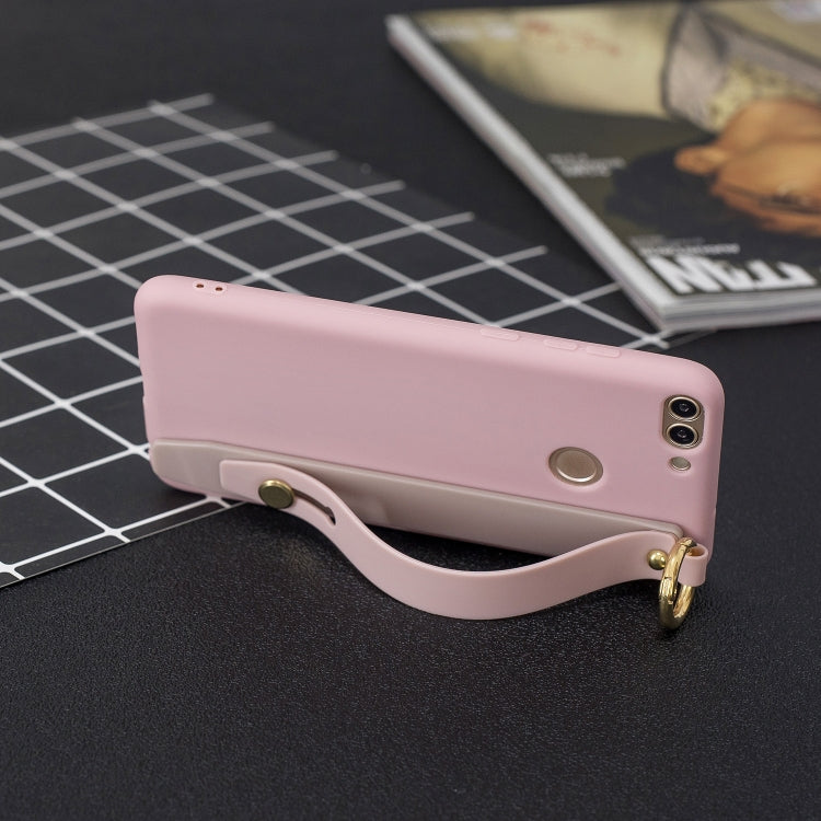 Shockproof Solid Color TPU Case with Wristband For Huawei P Smart (Enjoy 7S)