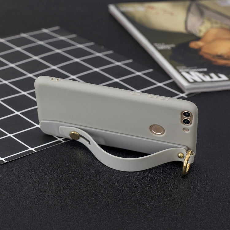 Shockproof Solid Color TPU Case with Wristband For Huawei P Smart (Enjoy 7S)