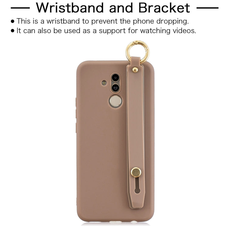 Shockproof Solid Color TPU Case with Wristband For Huawei Mate 20 Lite