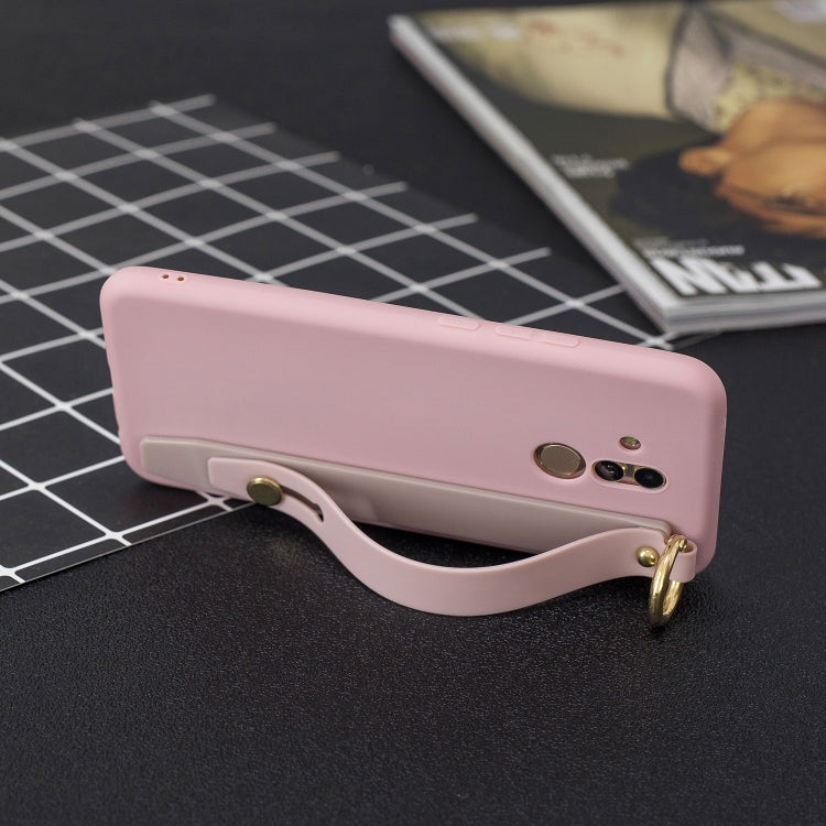 Shockproof Solid Color TPU Case with Wristband For Huawei Mate 20 Lite