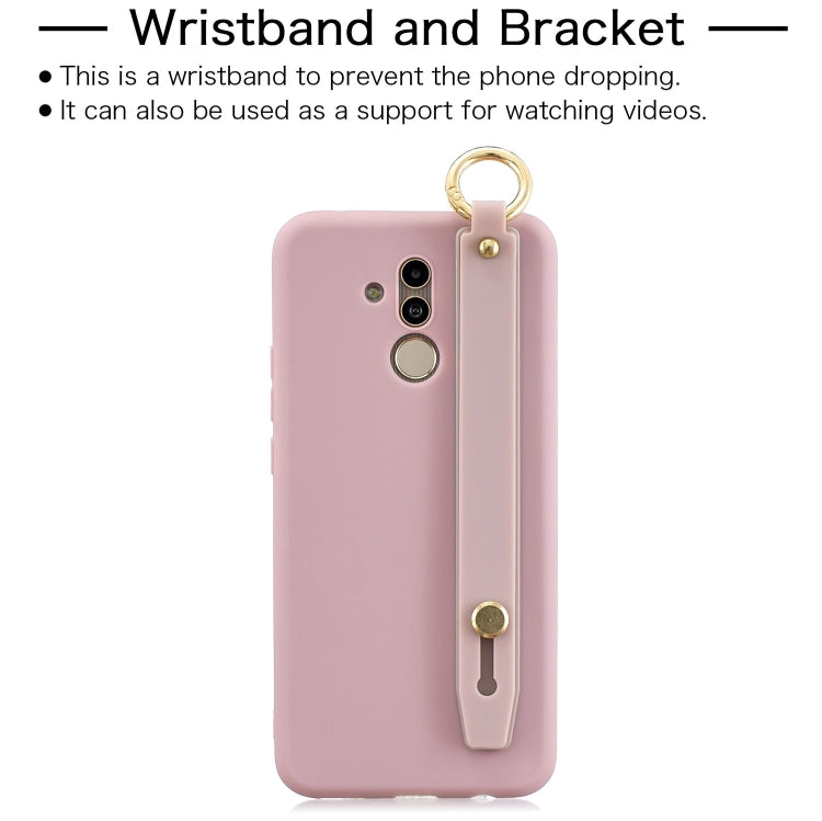 Shockproof Solid Color TPU Case with Wristband For Huawei Mate 20 Lite