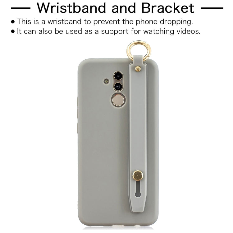 Shockproof Solid Color TPU Case with Wristband For Huawei Mate 20 Lite