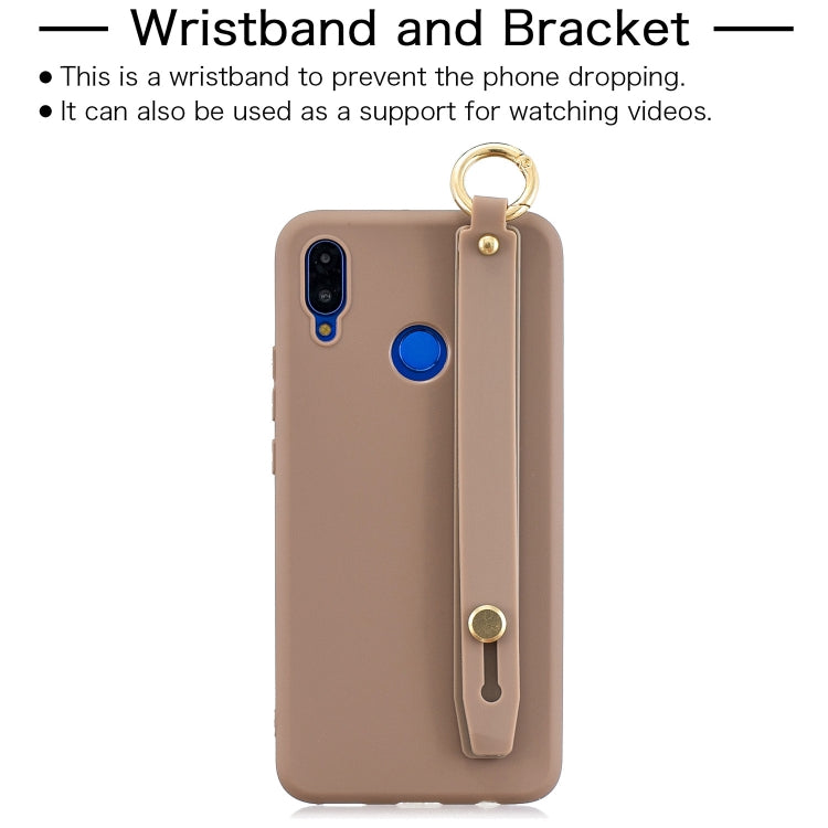 Shockproof Solid Color TPU Case with Wristband For Huawei nova 3i