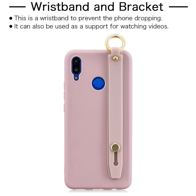 Shockproof Solid Color TPU Case with Wristband For Huawei nova 3i
