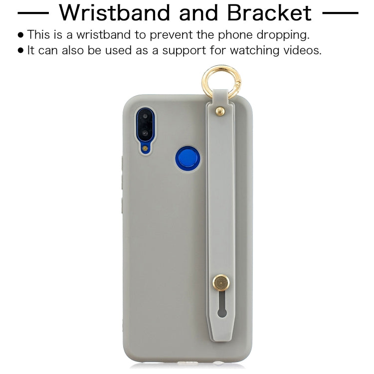 Shockproof Solid Color TPU Case with Wristband For Huawei nova 3i