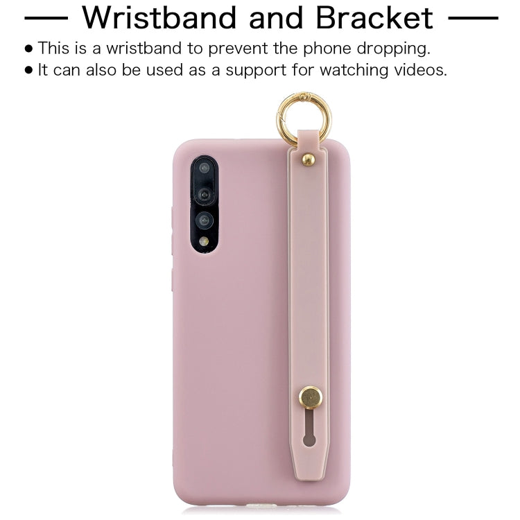 Shockproof Solid Color TPU Case with Wristband For Huawei P20