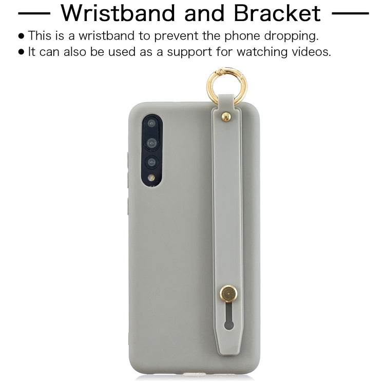 Shockproof Solid Color TPU Case with Wristband For Huawei P20