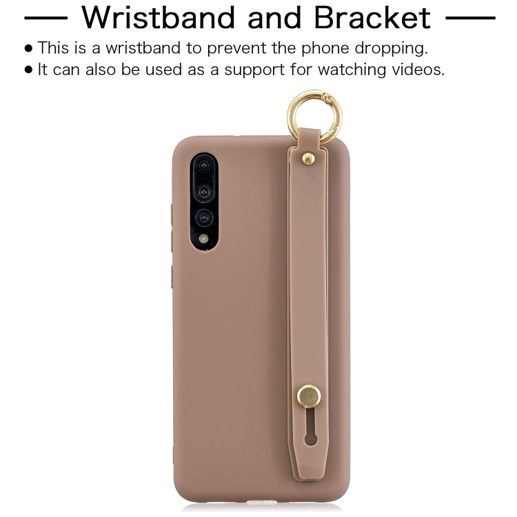 Shockproof Solid Color TPU Case with Wristband For Huawei P20 Pro