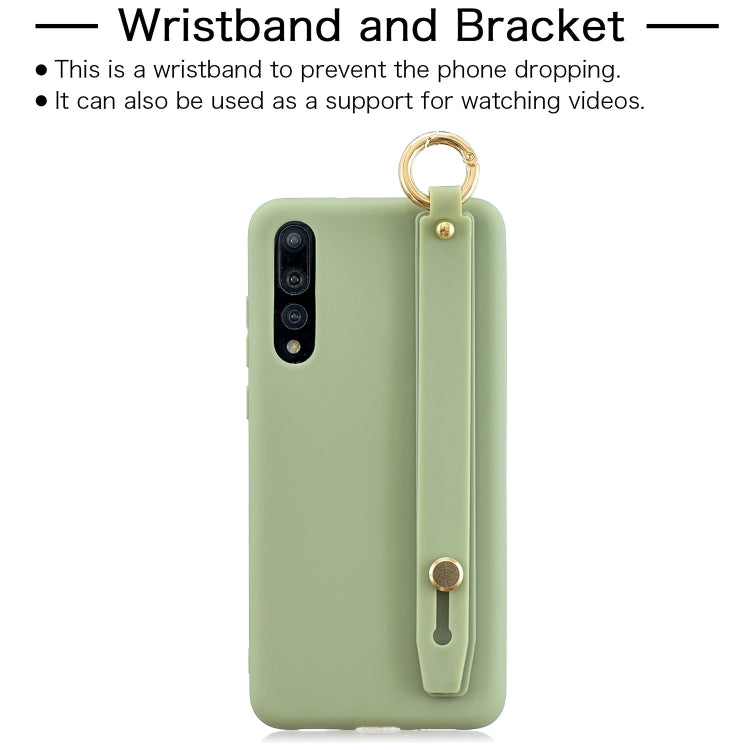 Shockproof Solid Color TPU Case with Wristband For Huawei P20 Pro
