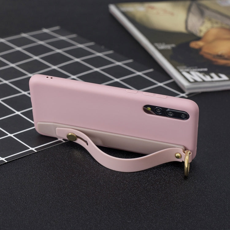 Shockproof Solid Color TPU Case with Wristband For Huawei P20 Pro
