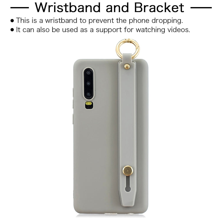Shockproof Solid Color TPU Case with Wristband For Huawei P30