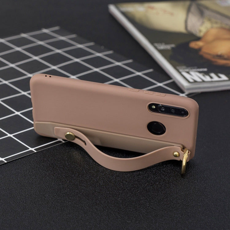 Shockproof Solid Color TPU Case with Wristband For Huawei P30 Lite