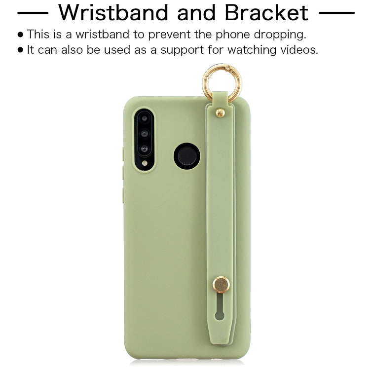 Shockproof Solid Color TPU Case with Wristband For Huawei P30 Lite