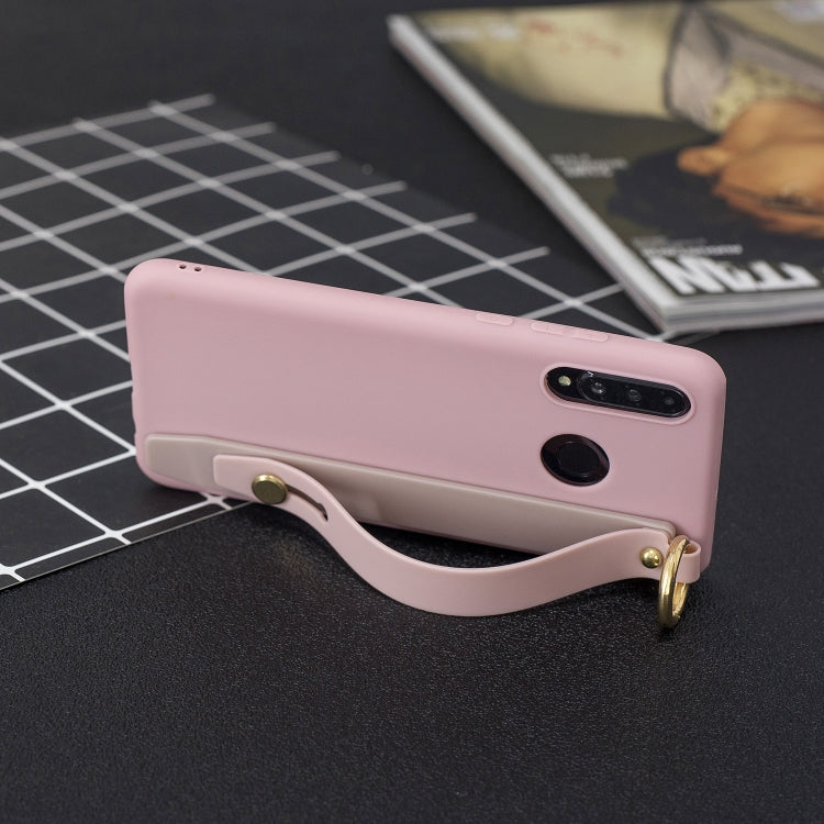 Shockproof Solid Color TPU Case with Wristband For Huawei P30 Lite
