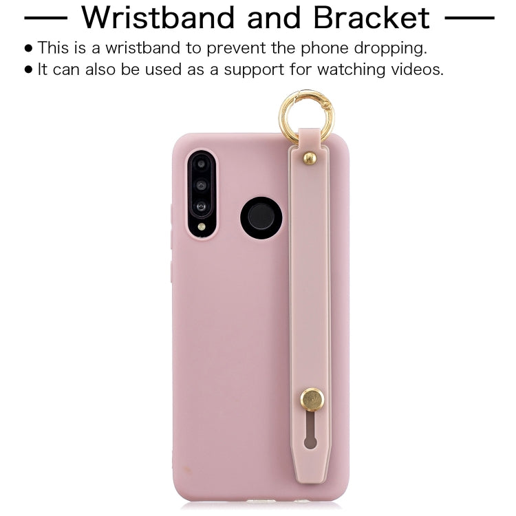 Shockproof Solid Color TPU Case with Wristband For Huawei P30 Lite