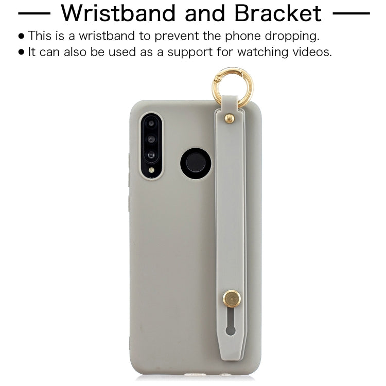 Shockproof Solid Color TPU Case with Wristband For Huawei P30 Lite