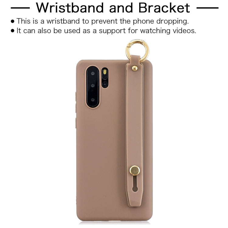 Shockproof Solid Color TPU Case with Wristband For Huawei P30 Pro