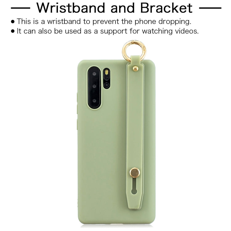 Shockproof Solid Color TPU Case with Wristband For Huawei P30 Pro