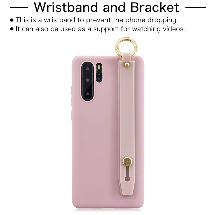 Shockproof Solid Color TPU Case with Wristband For Huawei P30 Pro