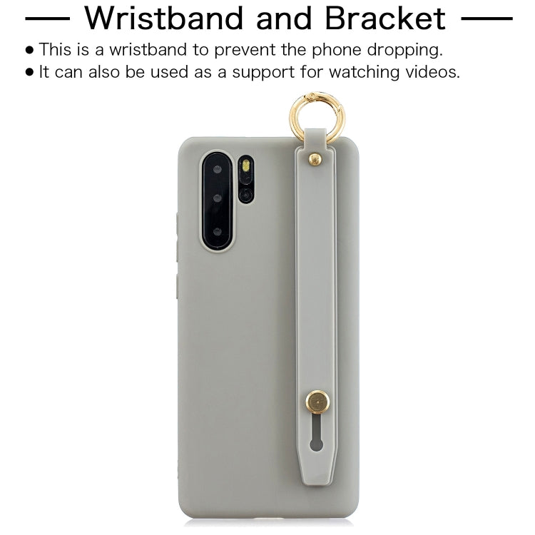 Shockproof Solid Color TPU Case with Wristband For Huawei P30 Pro
