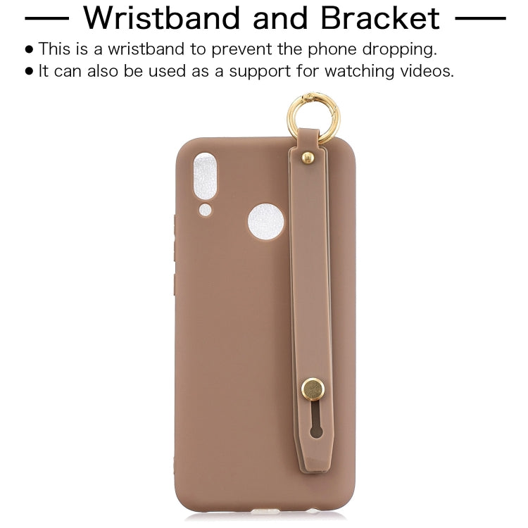 Shockproof Solid Color TPU Case with Wristband For Huawei P Smart (2019)